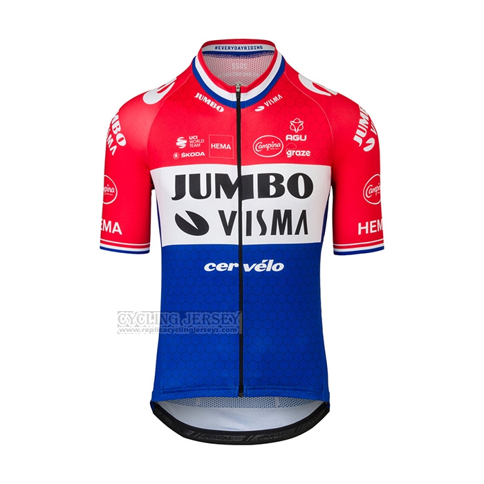2022 Cycling Jersey Jumbo Visma Red White Blue Short Sleeve and Bib Short